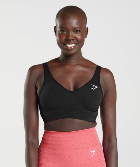 Women's Gymshark Vital Seamless 2.0 V Neck Sports Bra Black | CA 168NA0